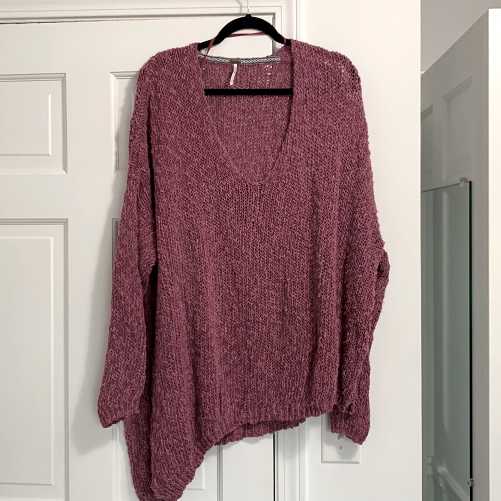 Free People asymmetrical plum sweater size small